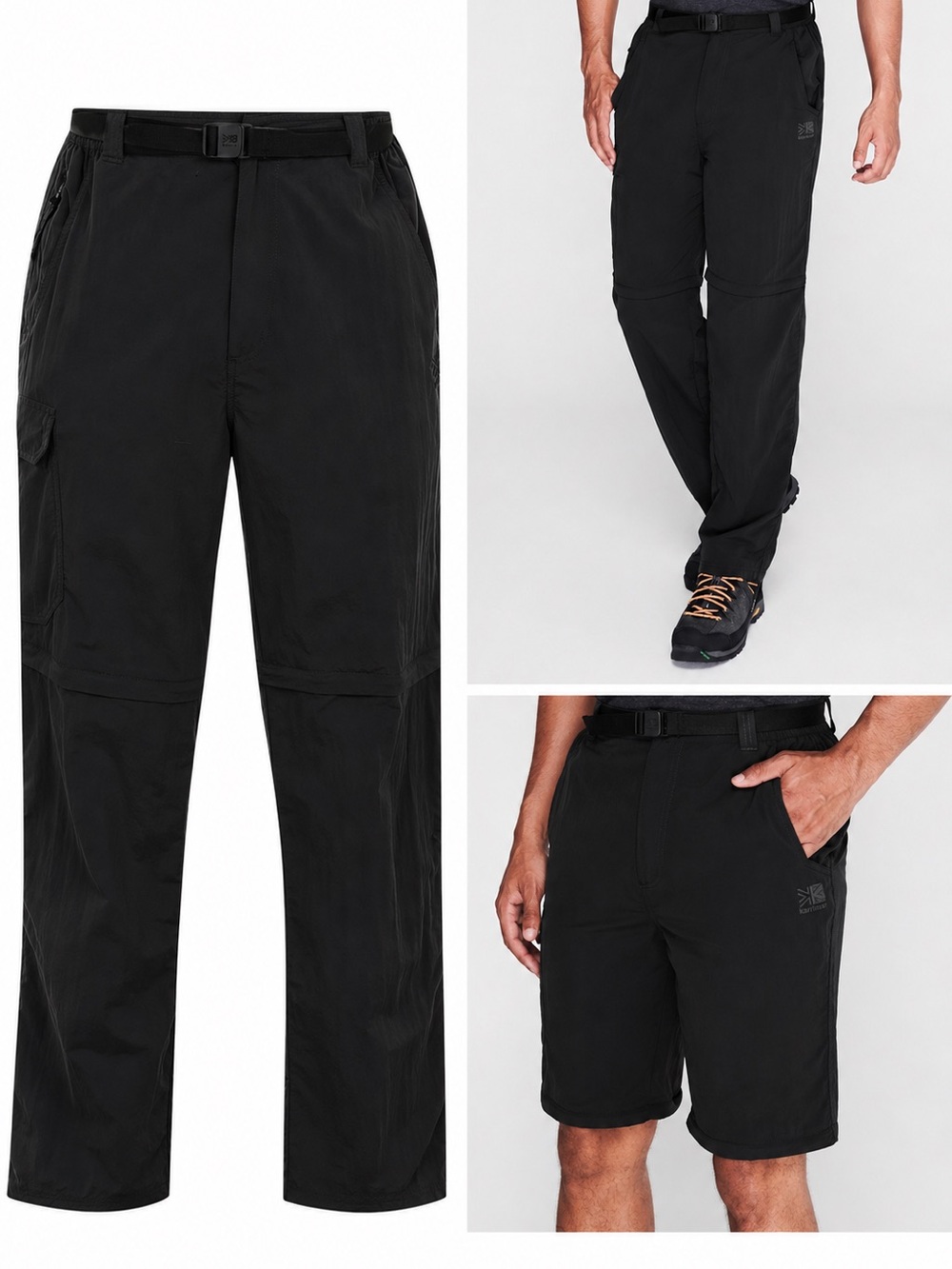 Karrimor Aspen Zip Off Hiking Pants 2XL Black Convertible Cargo Outdoor Nylon